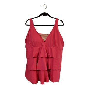 Avenue Hot Pink Ruffled Swim Top - Size 26 - Pre-owned